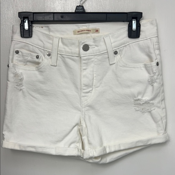 Levi's Pants - 62. Levi distressed Mid Length white Jean shorts,Sz 26, cuffed bottoms, EUC